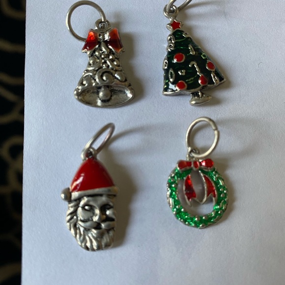 Christmas Charms, Tree, Bell, Wreath, Santa, NO markings for Sterling or 925 !! - Picture 1 of 8